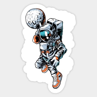 Astronaut Dunking Moon Funny Basketball Art Sticker